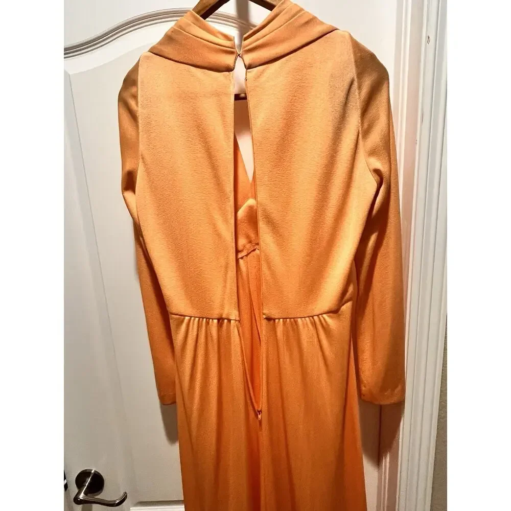 Dan Lee / NEUSTETERS / Vtg 60s Orange Party Dress w/Arrow Sheer‎ Bust Size 12 - Picture 10 of 15
